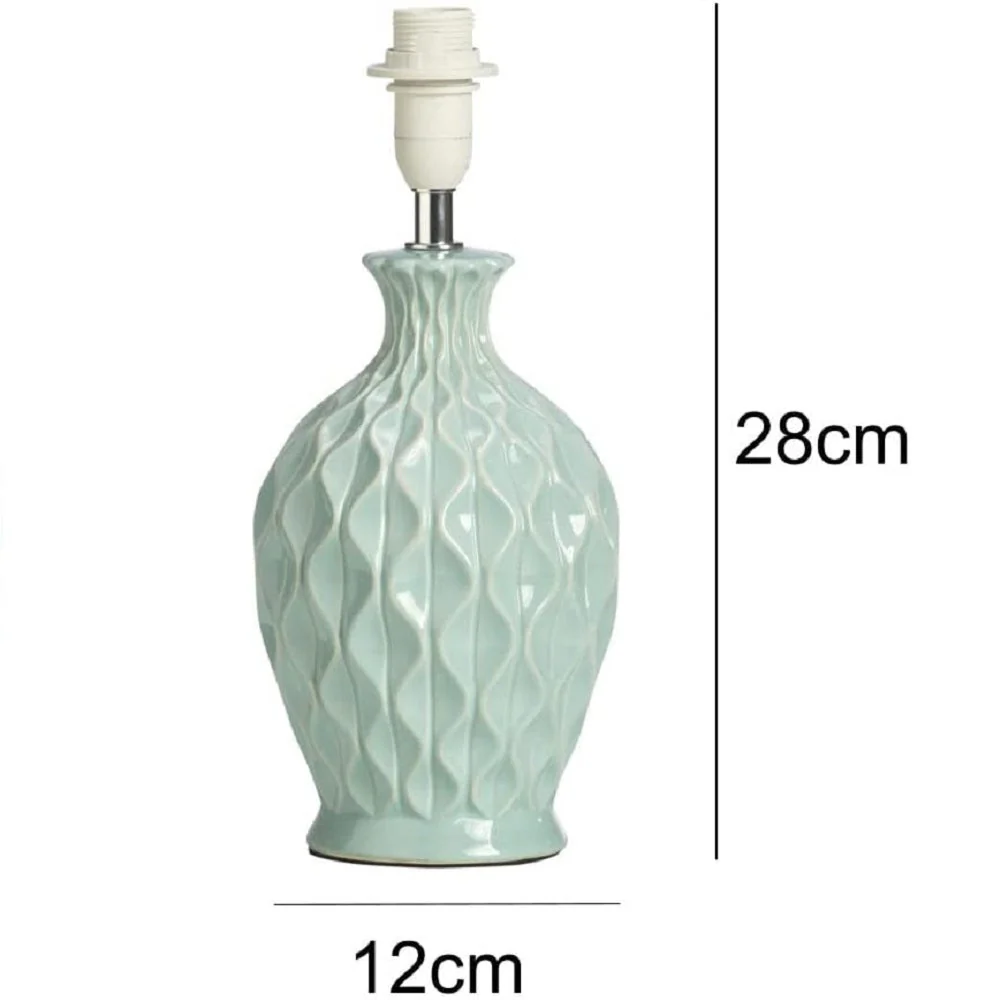 Light Blue Vintage Ceramic Table Desk Lamp Base 28cm - Image 3