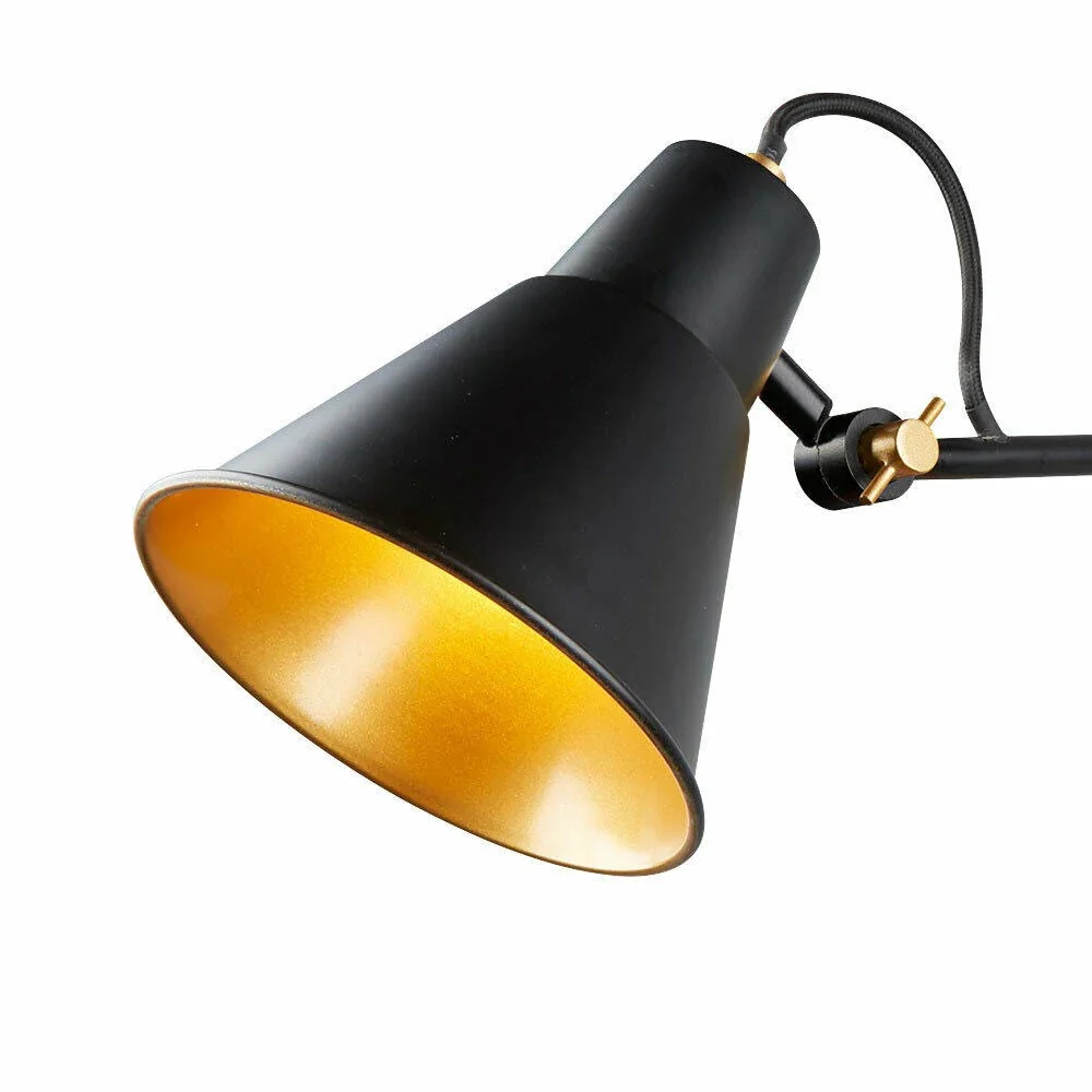 Matt Black & Gold Inner Vintage Adjustable Arm Wall Light 450mm - Image 3