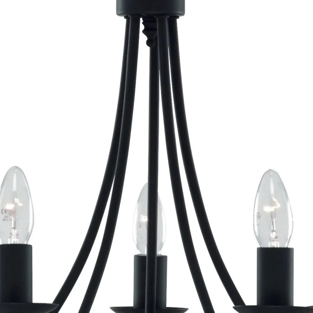 Matt Black Classic Traditional Vintage 5 Lamp Pendant Light 46cm - Image 2