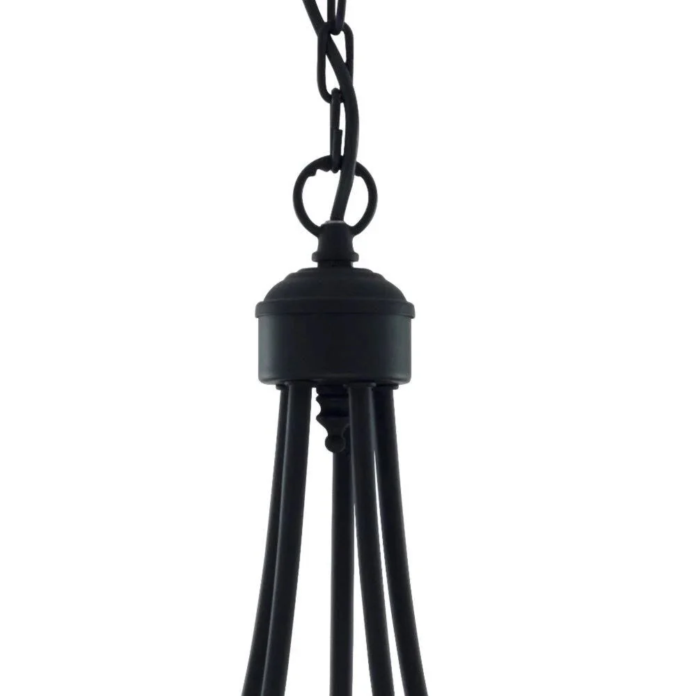 Matt Black Classic Traditional Vintage 5 Lamp Pendant Light 46cm - Image 3