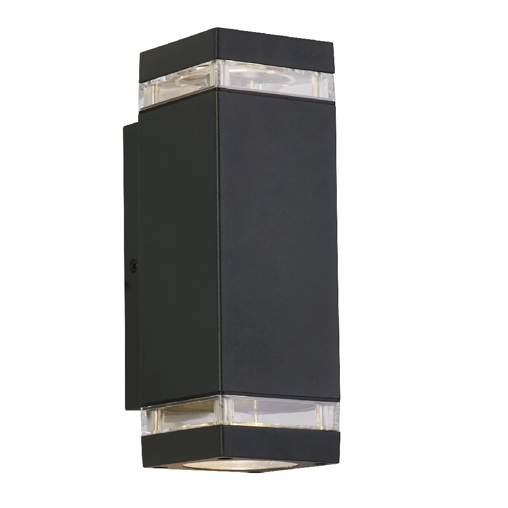 Matt Black Outdoor Modern Rectangular Up & Down Wall Light IP44 - Image 2