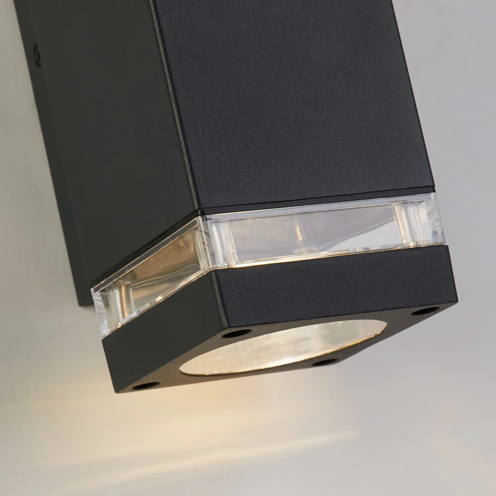 Matt Black Outdoor Modern Rectangular Up & Down Wall Light IP44 - Image 3