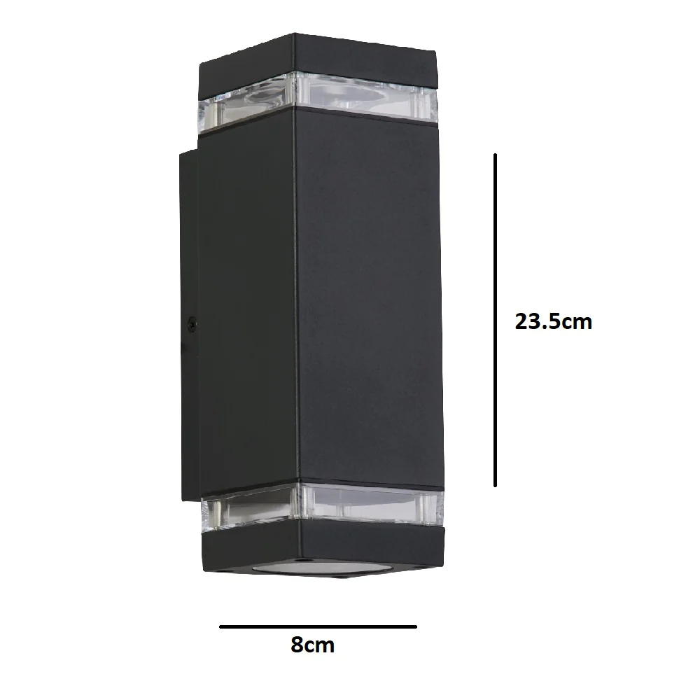 Matt Black Outdoor Modern Rectangular Up & Down Wall Light IP44 - Image 5