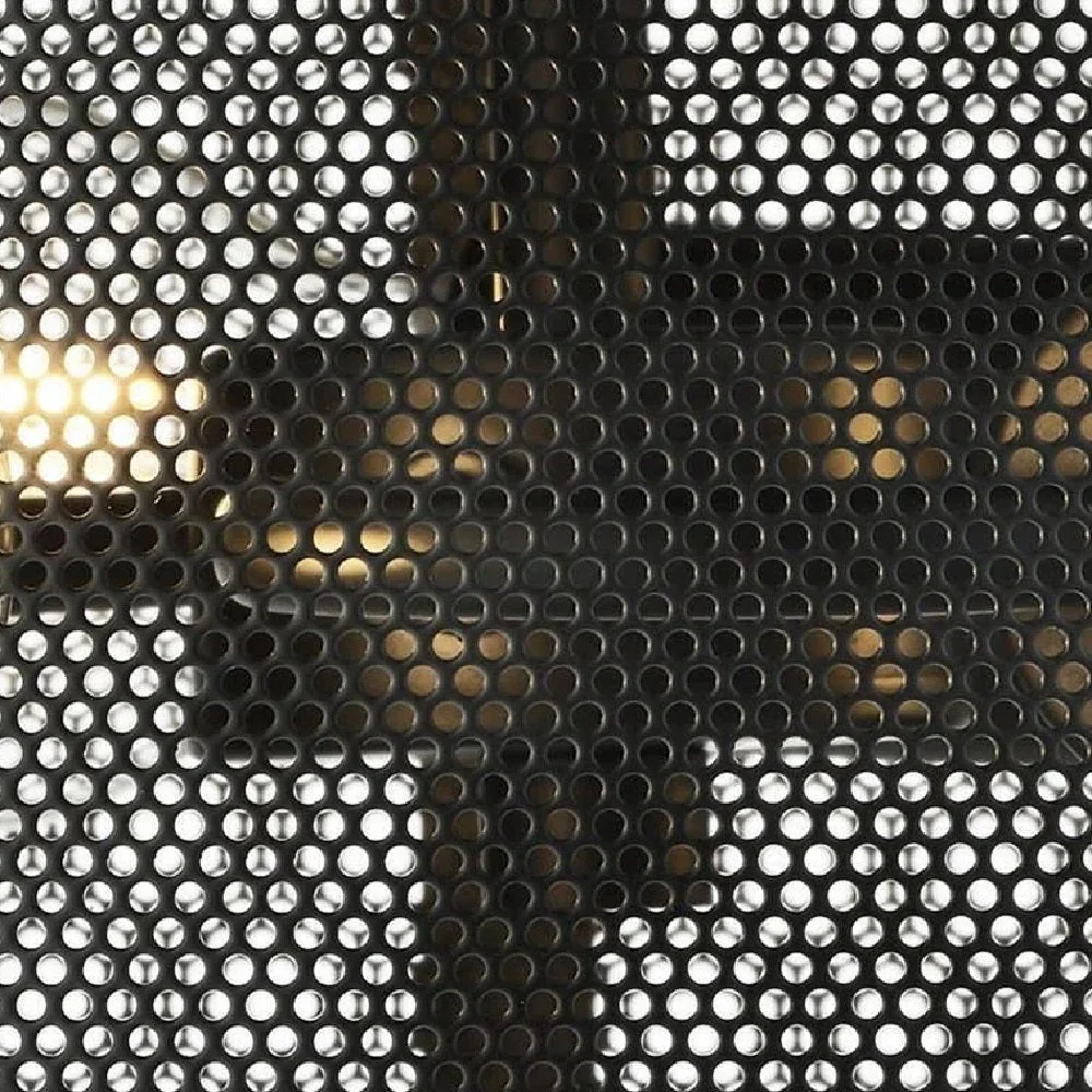 Matt Black Round Mesh Cage Vintage 3 Lamp Drum Flush Light 45cm - Image 4