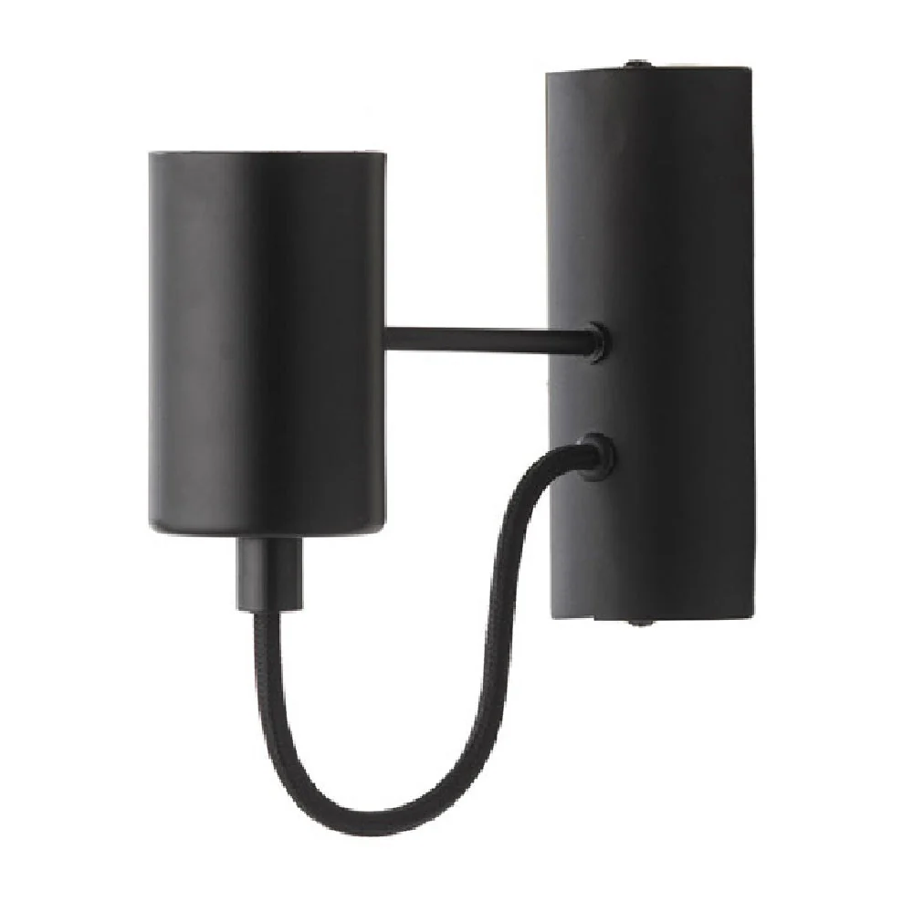 Matt Black Vintage Retro Wall Light with Matching Lampholder 18cm - Image 2