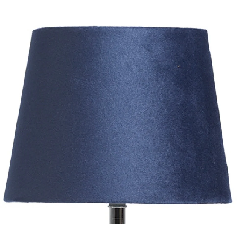 Navy Blue Dimpled Glass Modern Table Lamp with Navy Blue Velvet Shade 300mm - Image 3