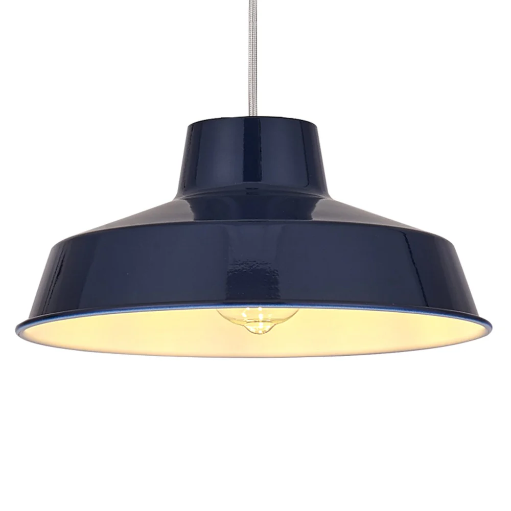 Navy Blue Metal Coolie Vintage Retro Easy Fit Pendant Shade 30cm