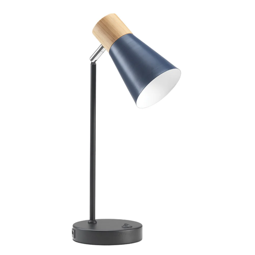 Navy & Matt Black Vintage Retro Table Desk Lamp with USB Port 50cm - Image 4