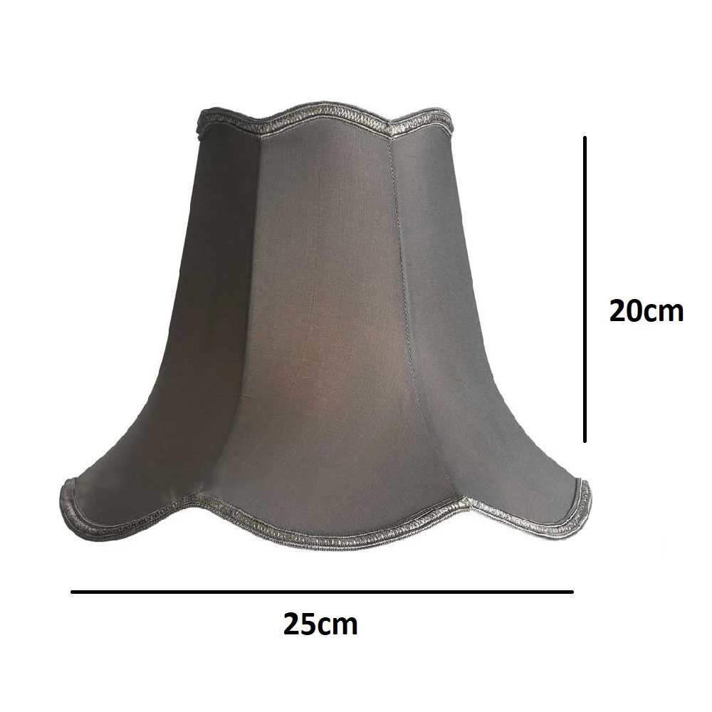 10" Slate Grey Traditional Faux Silk Scalloped Lamp Shade 25cm - Image 4