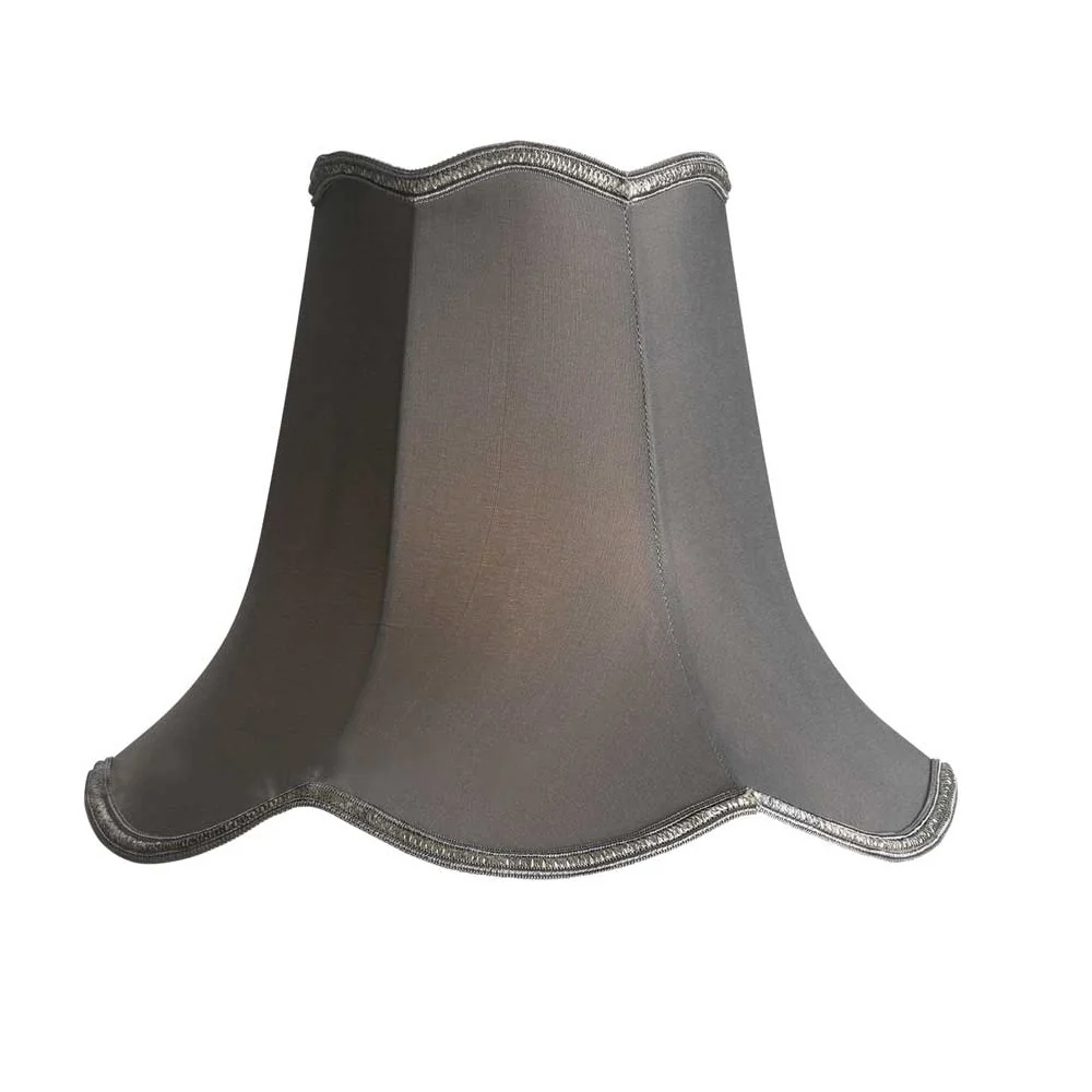 10" Slate Grey Traditional Faux Silk Scalloped Lamp Shade 25cm