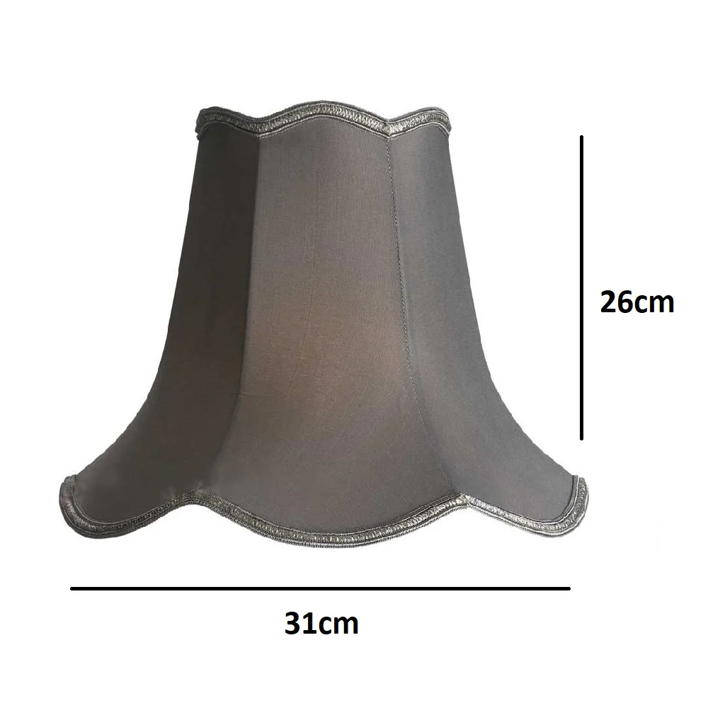 14" Slate Grey Traditional Faux Silk Scalloped Lamp Shade 38cm - Image 4