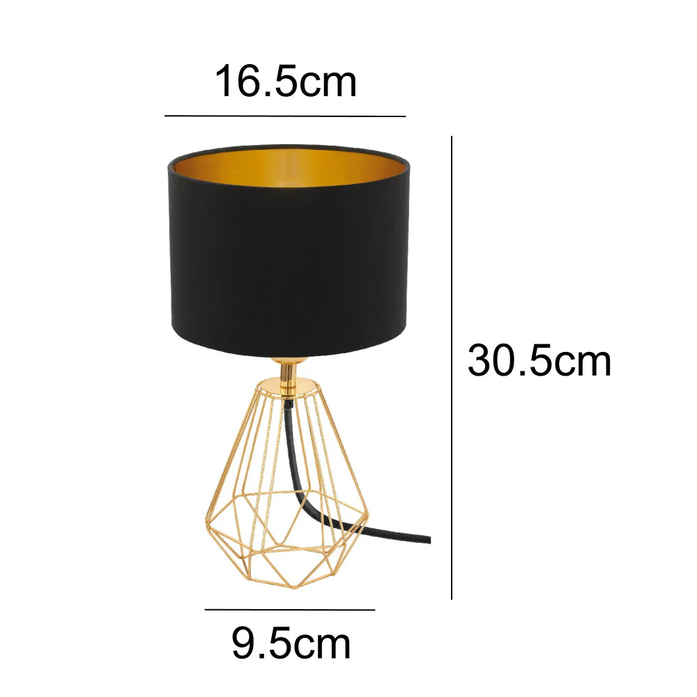 Polished Brass Wire Vintage Table Lamp with Black Drum Shade 30.5cm - Image 5
