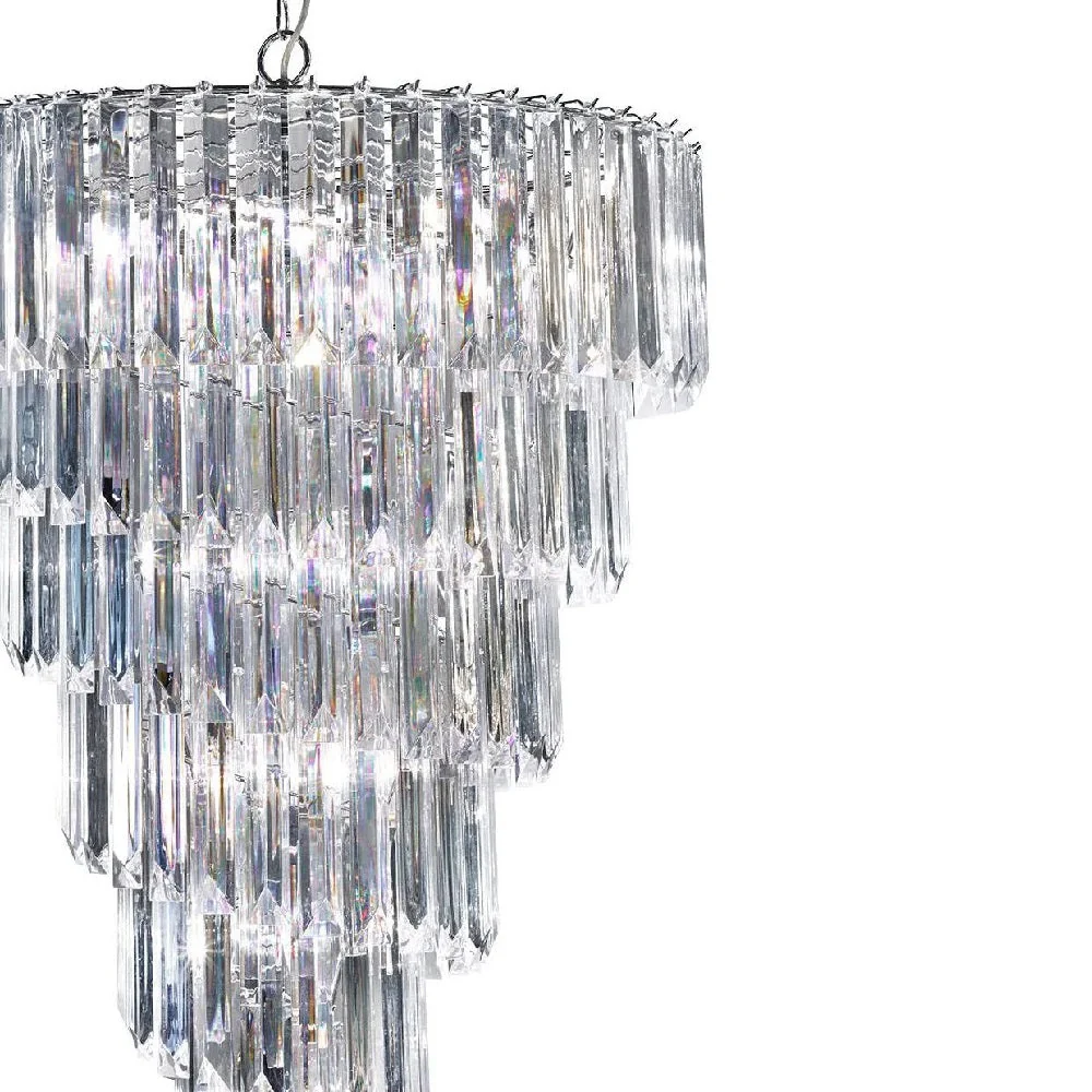 Polished Chrome & Acrylic Crystal Decorative 9 Lamp Tier Chandelier Pendant Light 67cm - Image 2