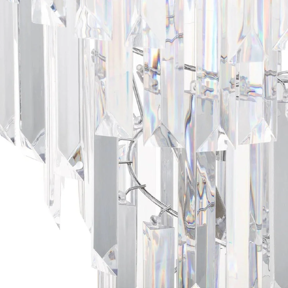 Polished Chrome & Acrylic Crystal Decorative 9 Lamp Tier Chandelier Pendant Light 67cm - Image 3
