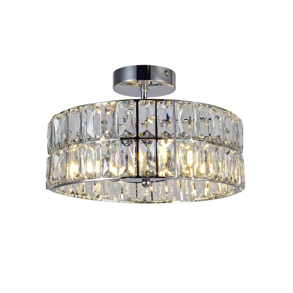 Polished Chrome and Cyrstal Modern 4 Lamp Bathroom Semi Flush Ceiling Light IP44 - Image 2