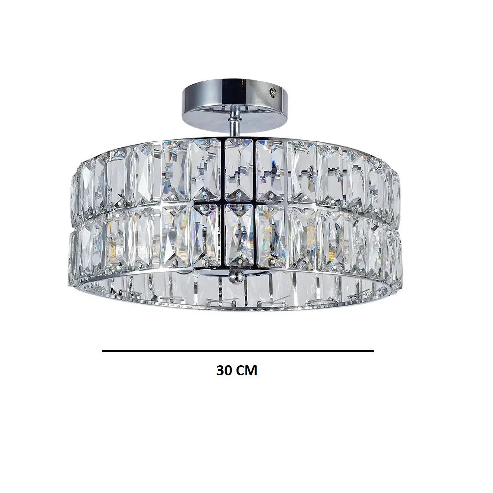 Polished Chrome and Cyrstal Modern 4 Lamp Bathroom Semi Flush Ceiling Light IP44 - Image 3