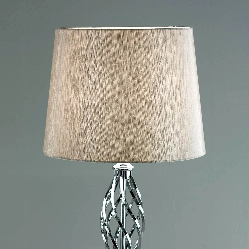 Polished Chrome Barley Twist Vintage Floor Lamp with Gold Shimmer Shade 160cm - Image 3