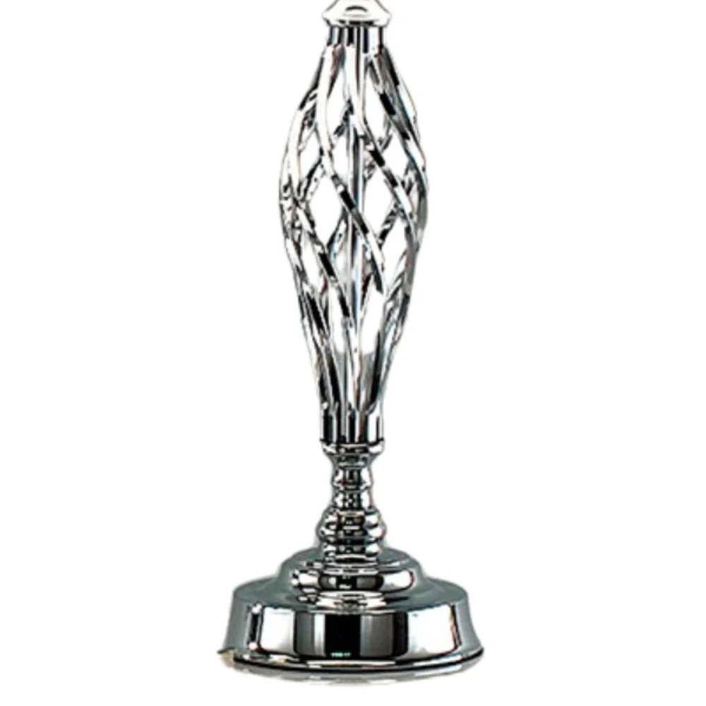Polished Chrome Barley Twist Vintage Table Lamp with Gold Shimmer Shade 62cm - Image 2