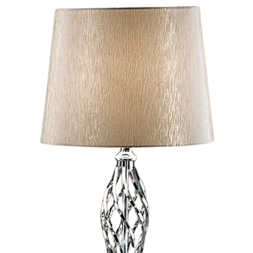 Polished Chrome Barley Twist Vintage Table Lamp with Gold Shimmer Shade 62cm - Image 3