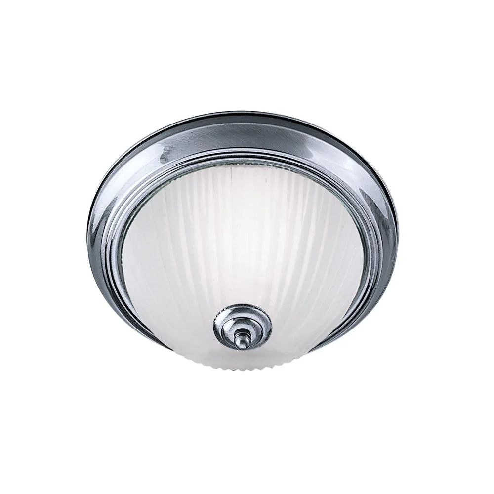 Polished Chrome Bathroom Flush Light with Acid Ribbed Glass 290mm - Image 3
