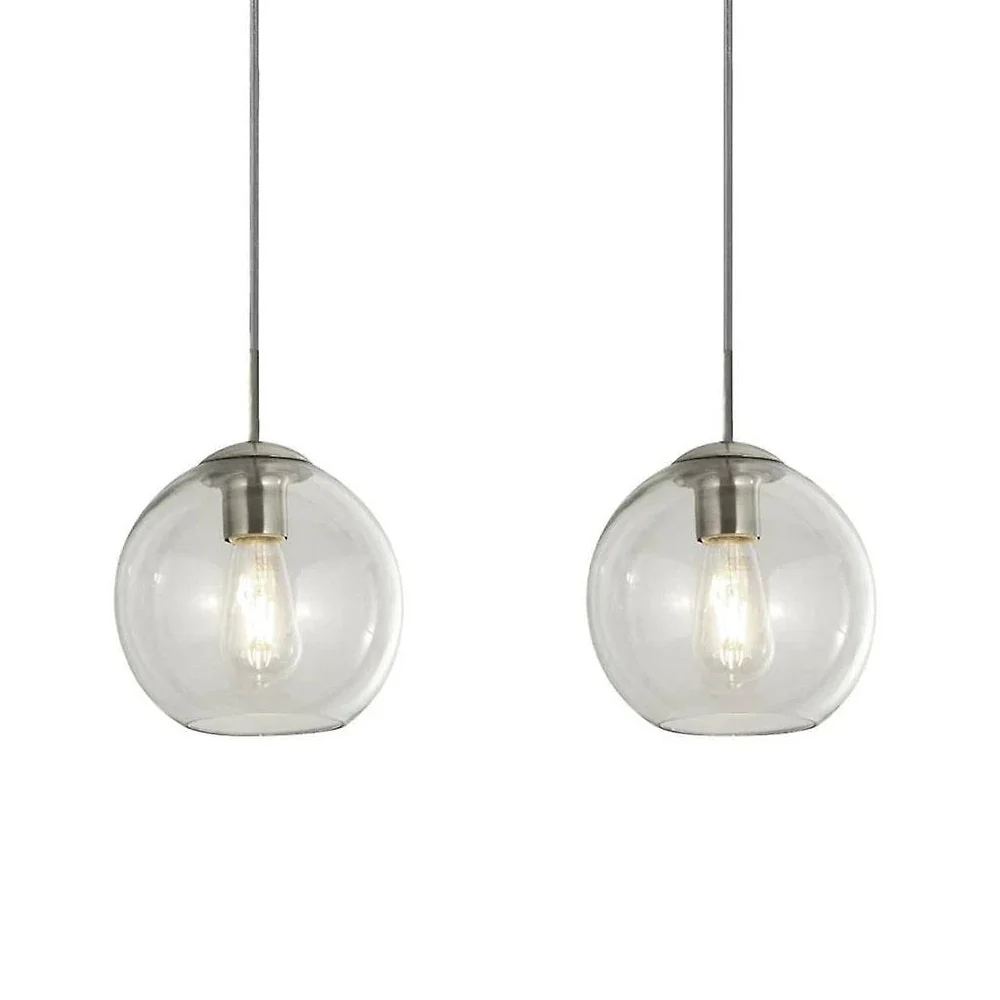 Polished Chrome & Clear Glass Dome 3 Lamp Bar Pendant Light 86cm - Image 2