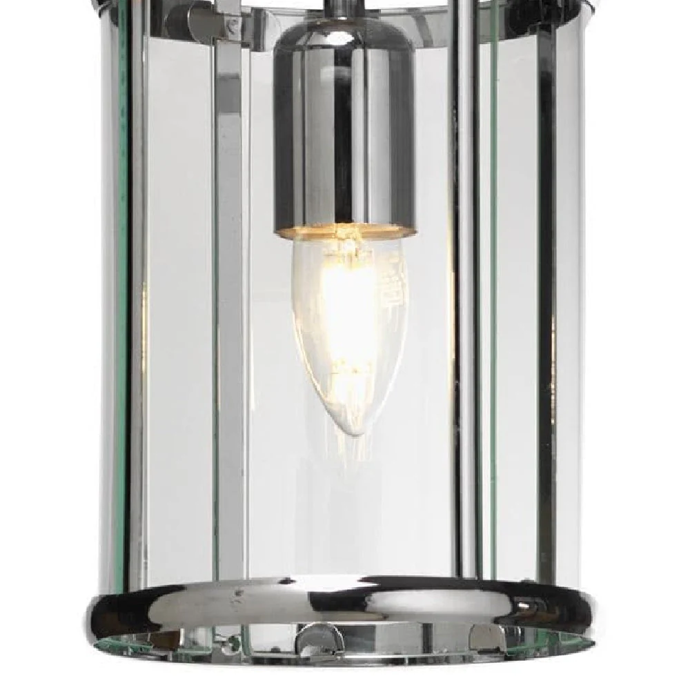 Polished Chrome & Glass Panel Vintage Semi Flush Ceiling Light 16cm - Image 3