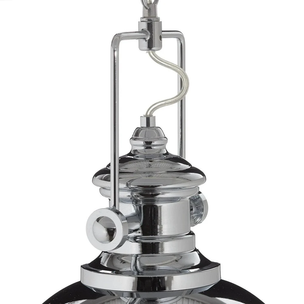 Polished Chrome & Holophane Lens Industrial Metal Dome Pendant Light 31cm - Image 3