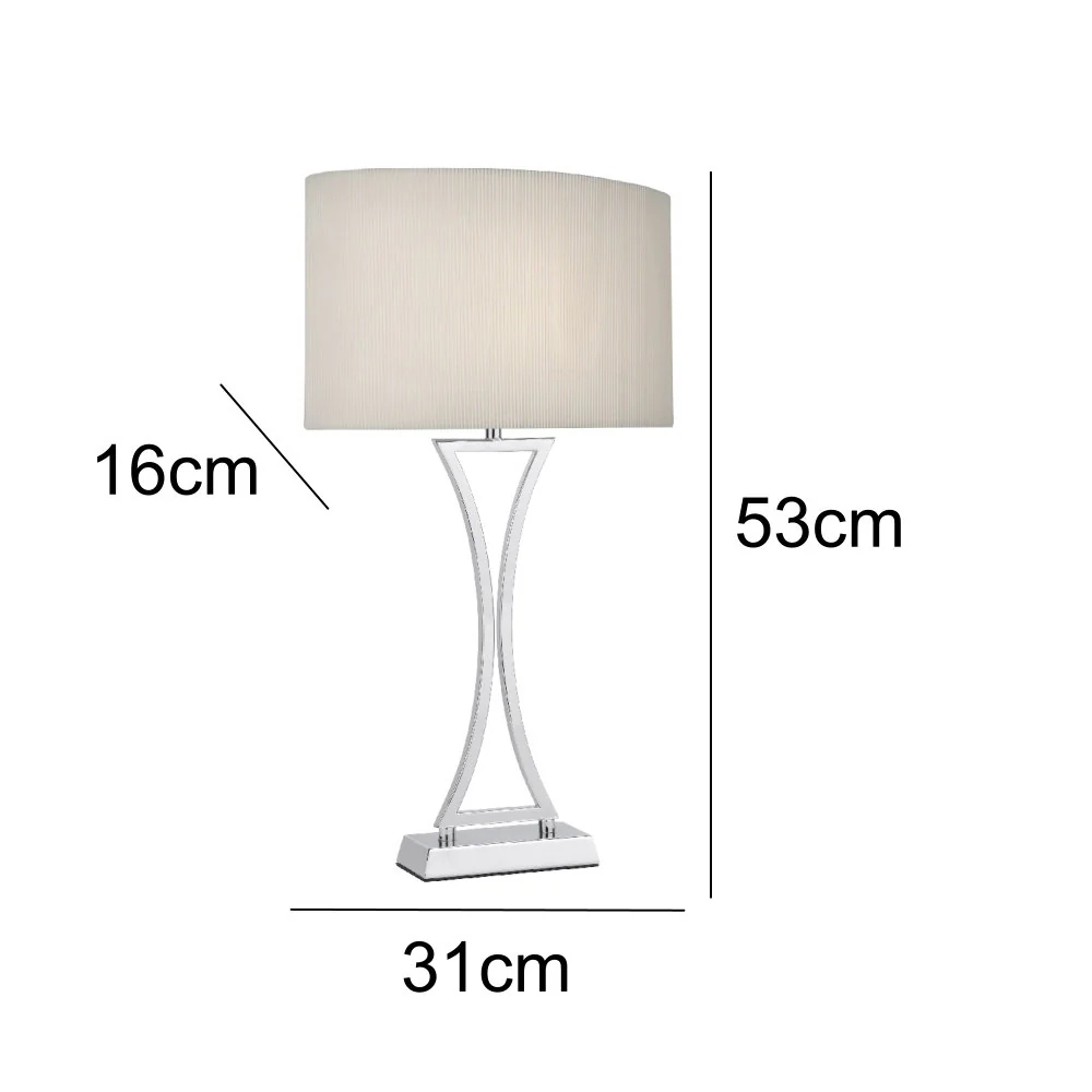 Polished Chrome Modern Concave Table Lamp with Cream Oval Shade - Image 5