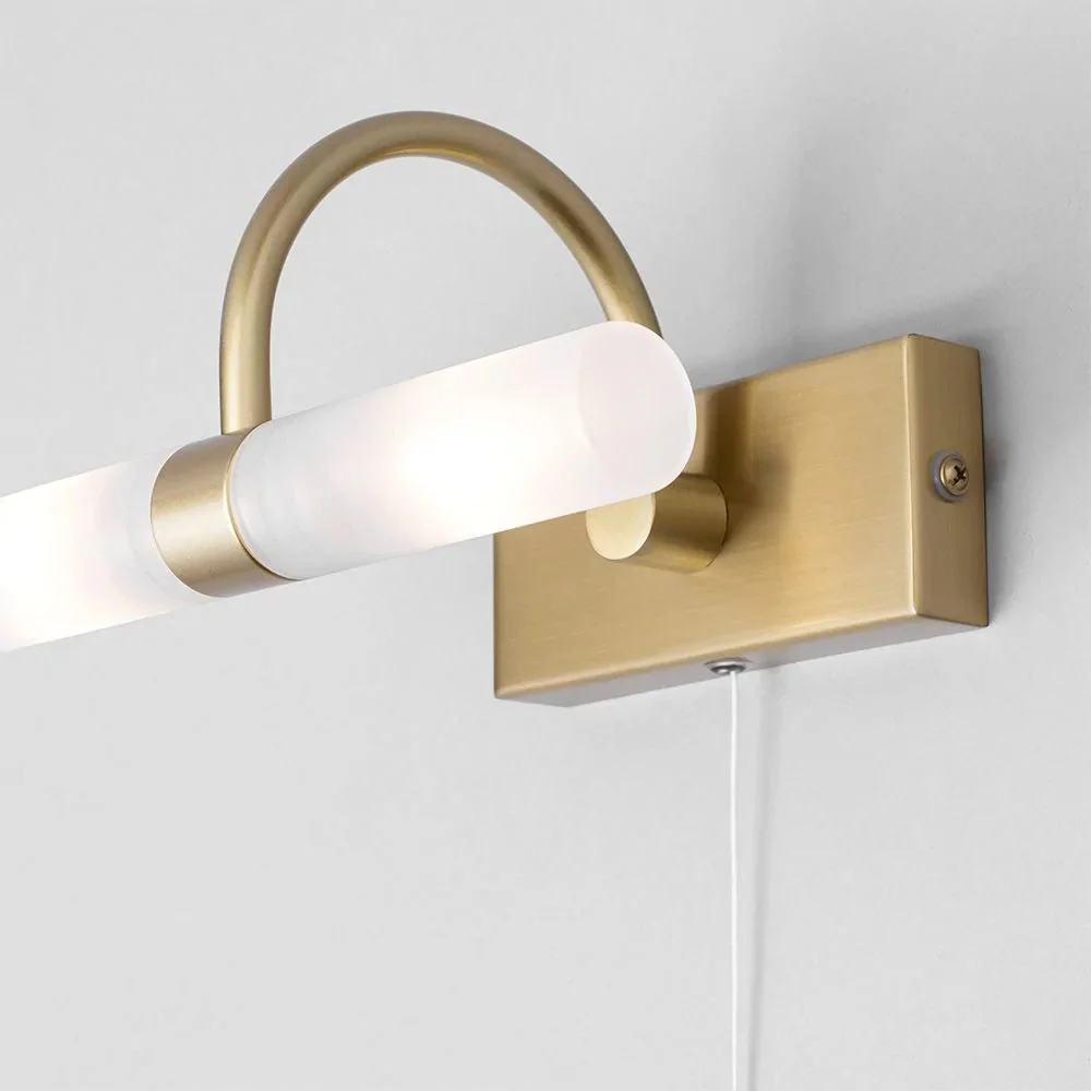 Satin Brass Bathroom Vintage Switched Swan Neck Wall Light IP44 205mm - Image 3