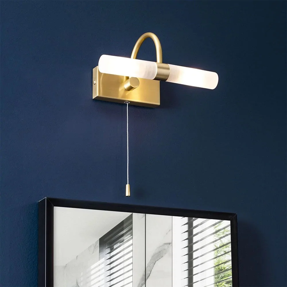 Satin Brass Bathroom Vintage Switched Swan Neck Wall Light IP44 205mm - Image 4