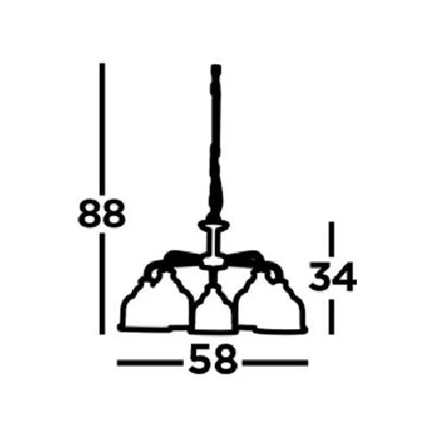 Satin Chrome & Holophane Glass Vintage Dome 5 Lamp Pendant Light 58cm - Image 5