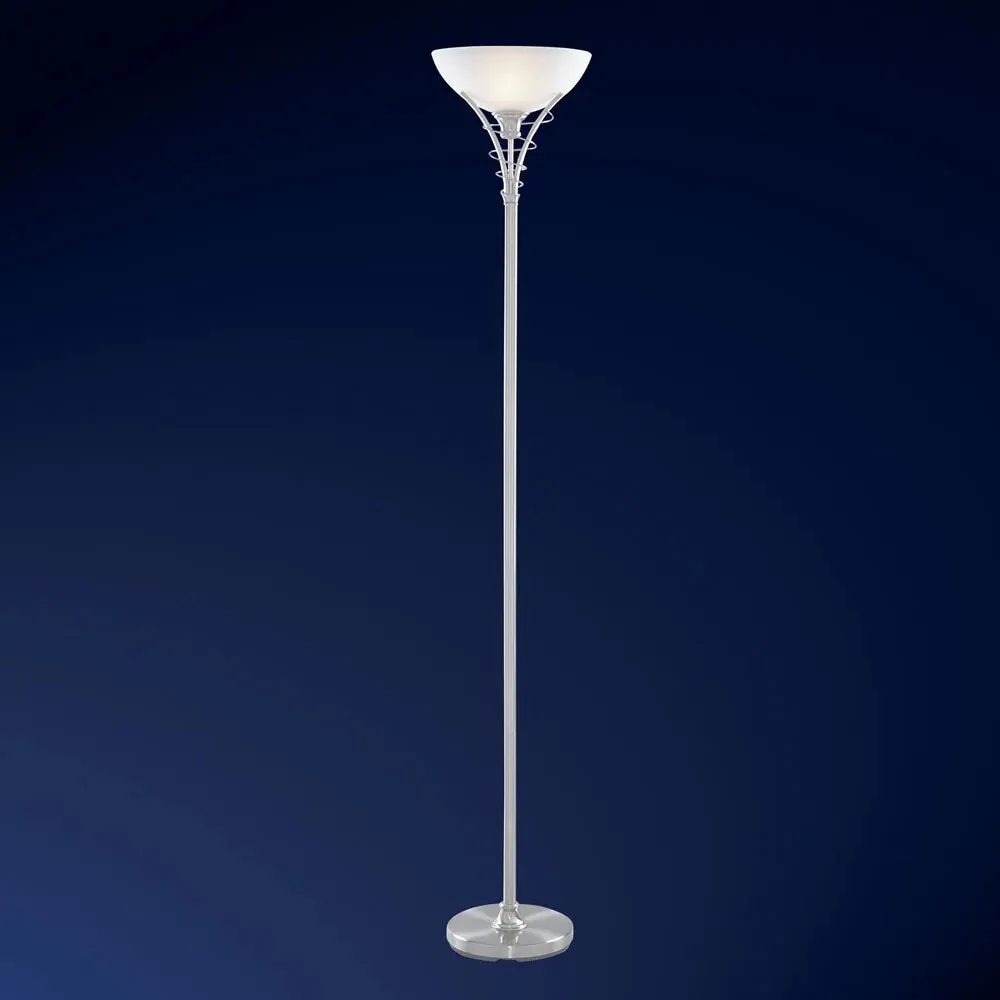 Satin Chrome & Opal Acid Glass Vintage Uplighter Floor Lamp 178cm - Image 3