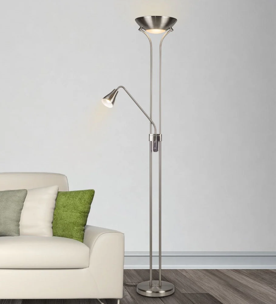 Satin Chrome Vintage Mother & Child Floor Lamp Light 182cm - Image 3