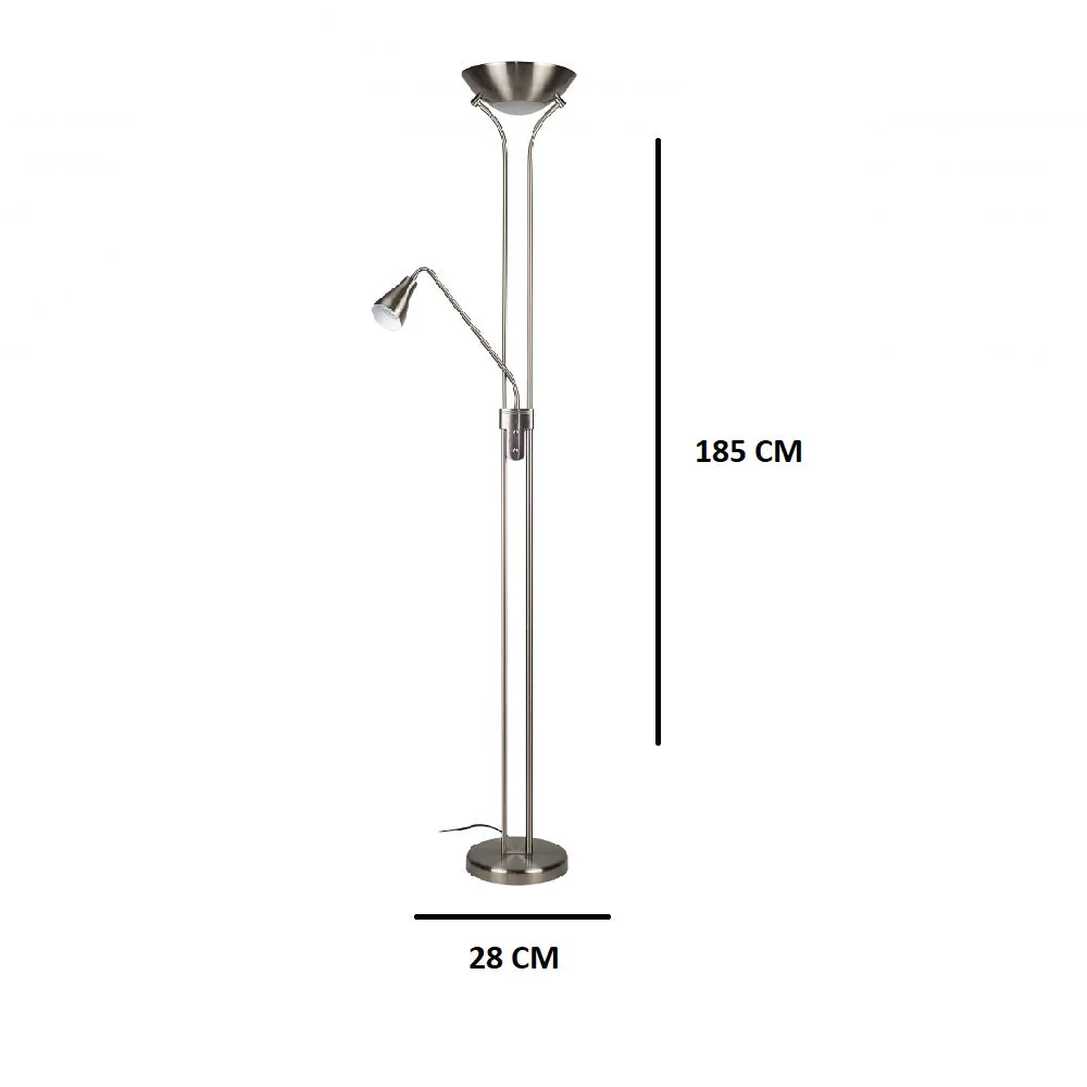 Satin Chrome Vintage Mother & Child Floor Lamp Light 182cm - Image 4