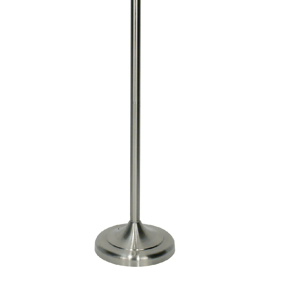 Satin Chrome Vintage Open Metalwork Floor Lamp with Cream Faux Silk Tapered Drum Shade 160cm - Image 4