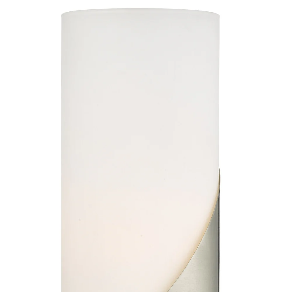 Satin Nickel & Frosted Opal Glass Modern Cylindrical Touch Control Table Desk Lamp 25cm - Image 2