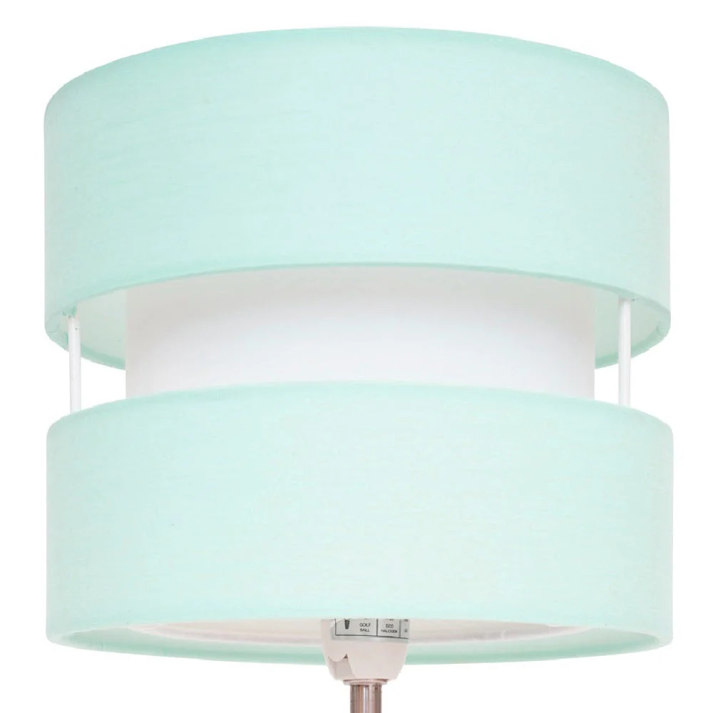 Satin Nickel Table Desk Lamp with Duck Egg Layered Fabric Shade 38cm - Image 2