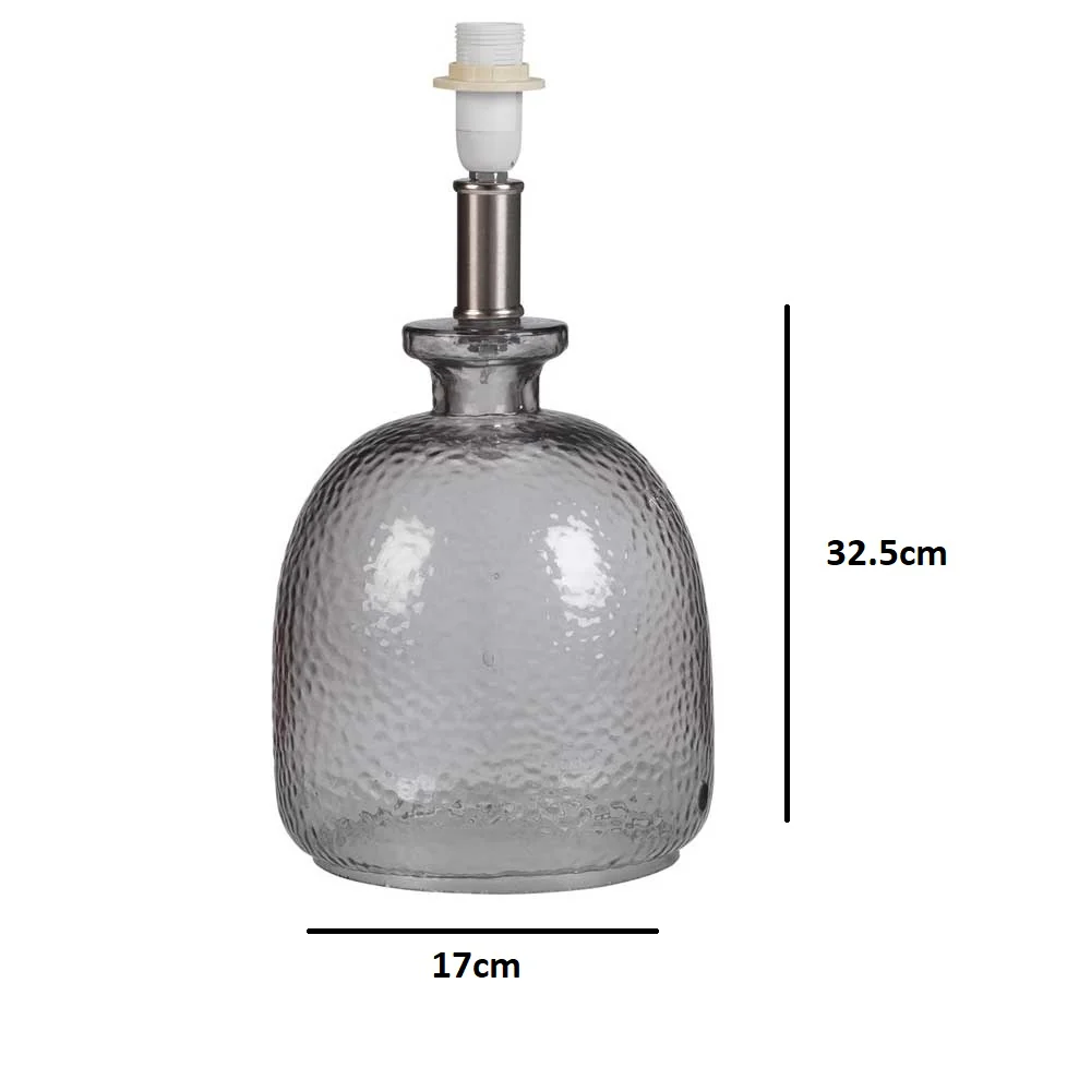Smoked Glass Hammered Modern Table Lamp Base Only 325mm - Image 3
