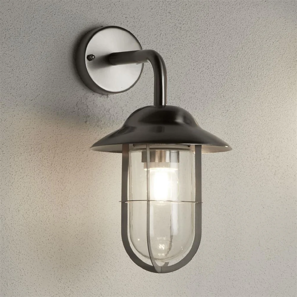 Stainless Steel Outdoor 1 Lamp Vintage Down Lantern Wall Light IP44 - Image 3