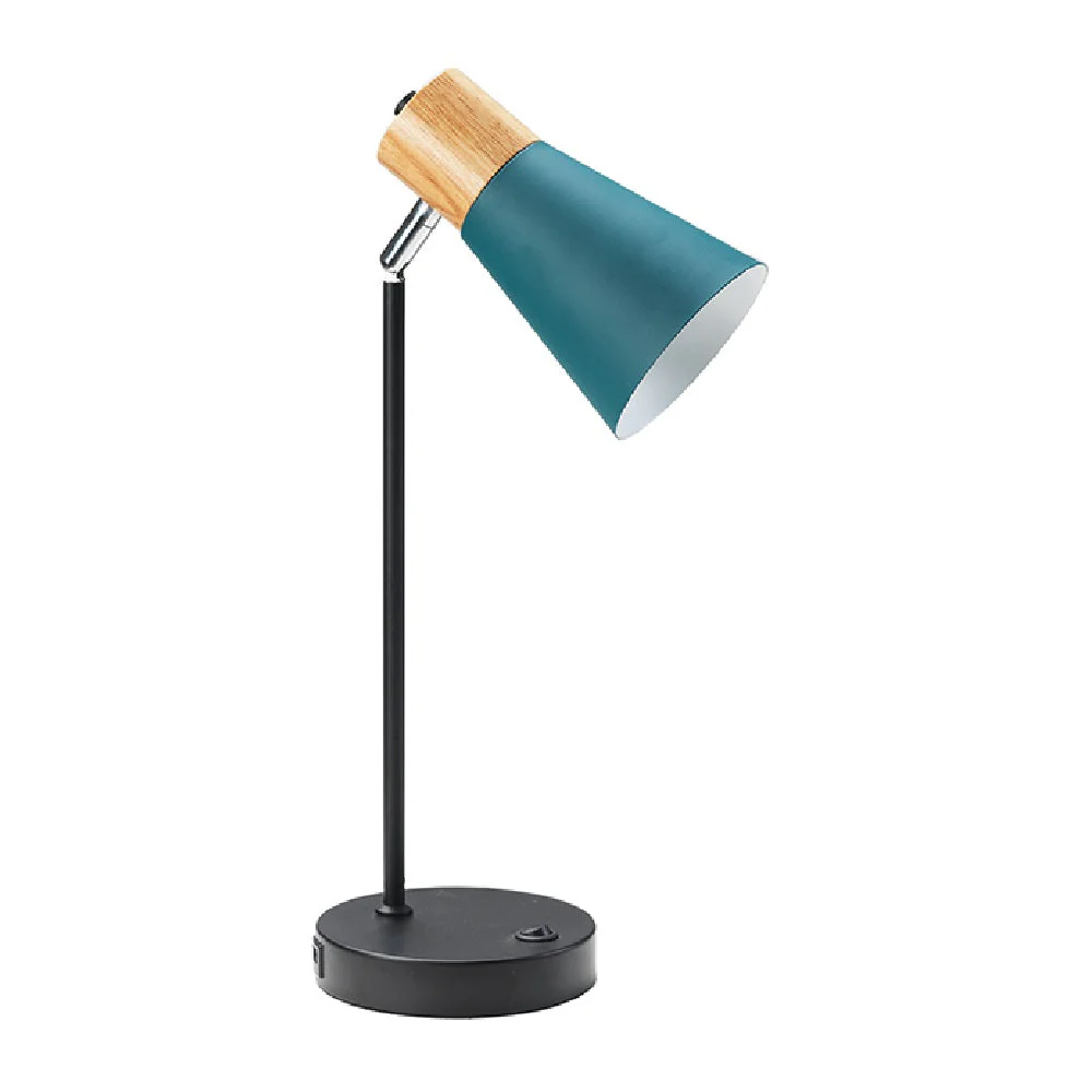 Teal & Matt Black Vintage Retro Table Desk Lamp with USB Port 50cm - Image 4