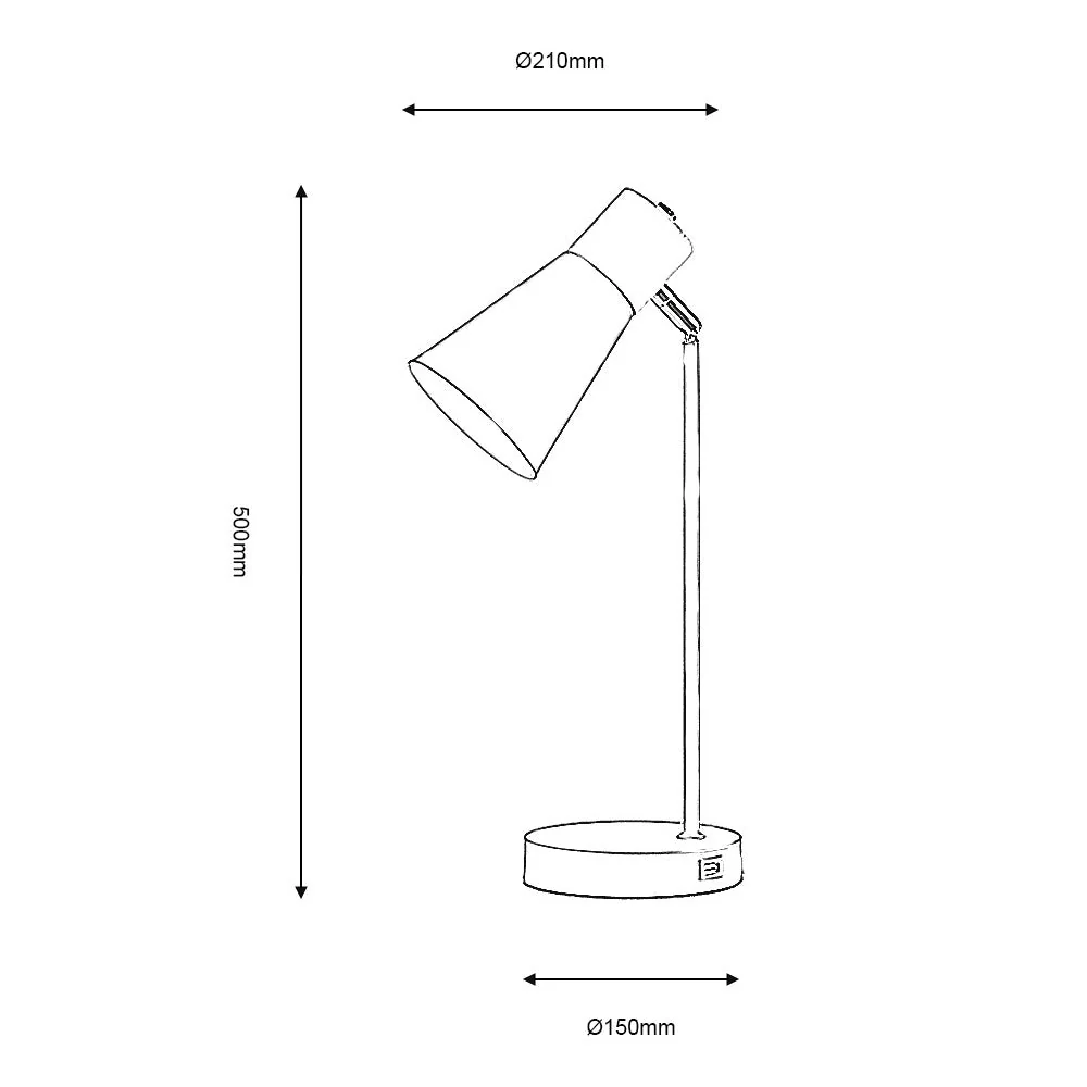 Teal & Matt Black Vintage Retro Table Desk Lamp with USB Port 50cm - Image 5