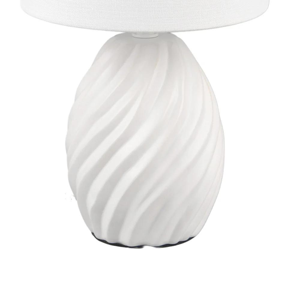 White Ceramic Modern Wave Pattern Table Lamp with White Shade 31cm - Image 2