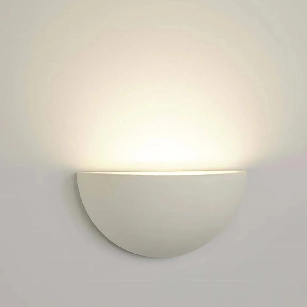 White Gypsum Vintage Half Oval Moon Paintable Wall Uplighter 30cm - Image 4