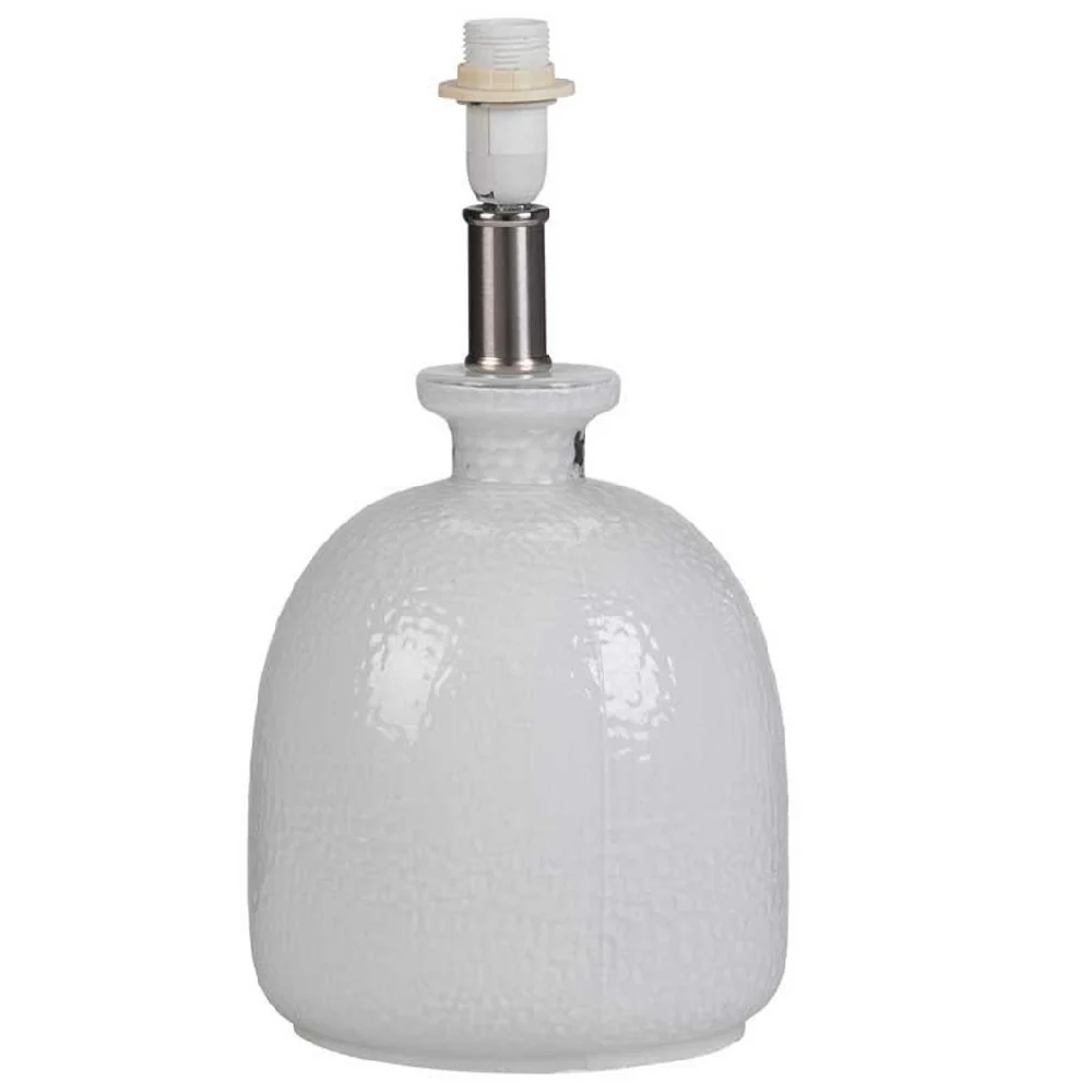 White Hammered Glass Modern Table Lamp Base Only 325mm - Image 2