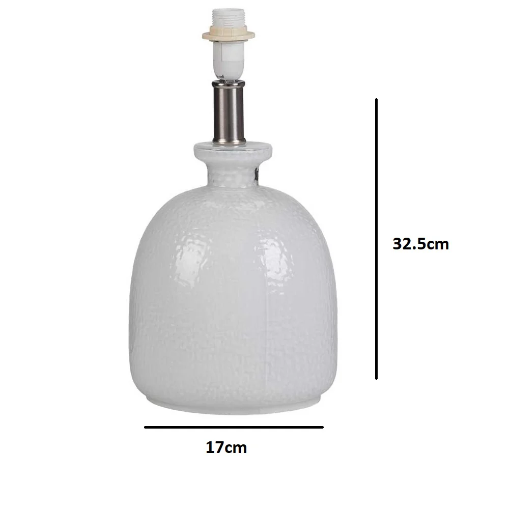 White Hammered Glass Modern Table Lamp Base Only 325mm - Image 3