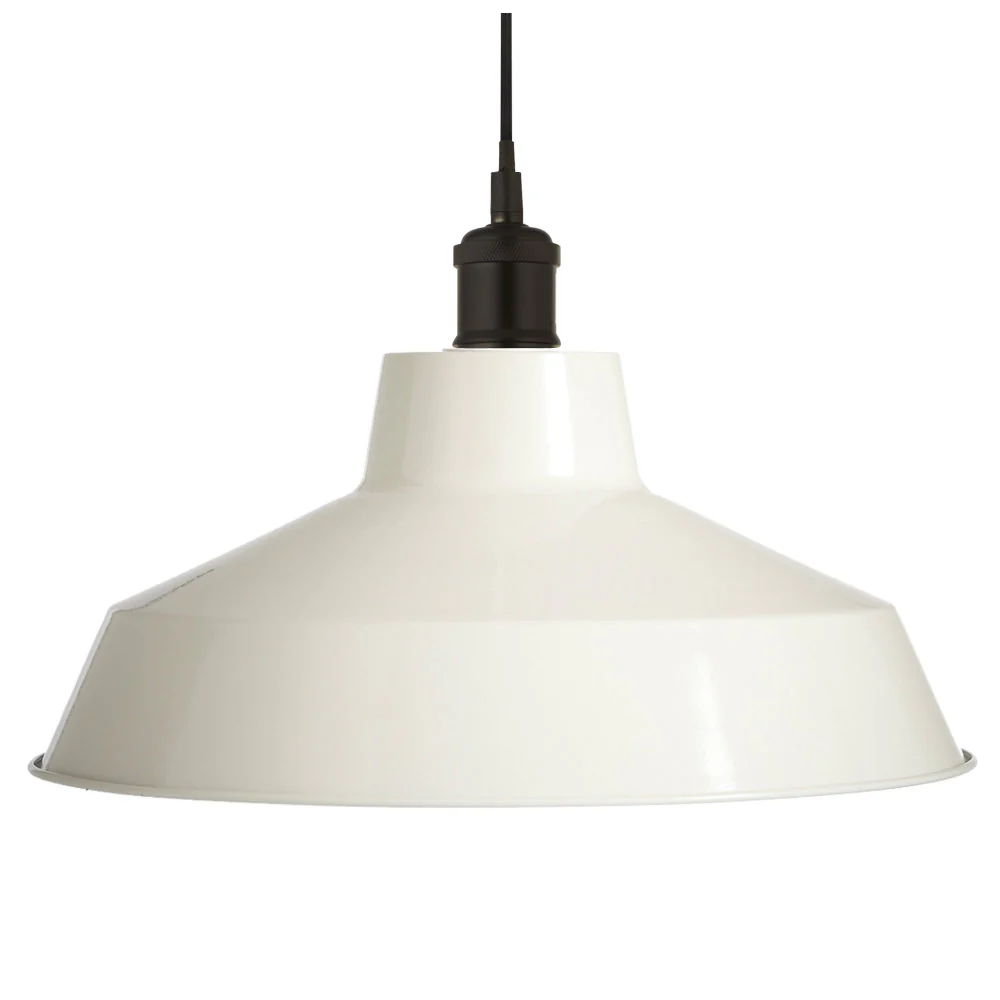 White Metal Coolie Vintage Retro Easy Fit Pendant Shade 30cm - Image 2