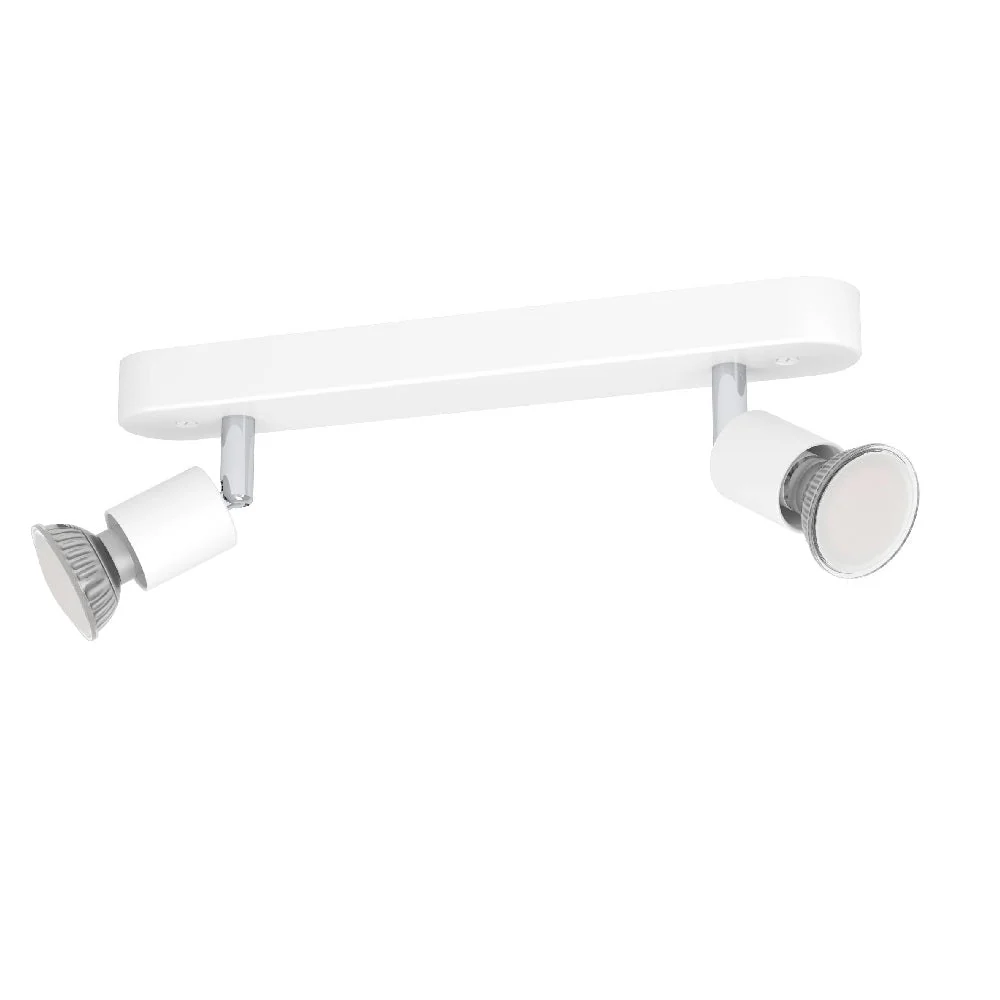 White Modern 2 Lamp Bar Cylindrical Head Adjustable Spot Light 30cm