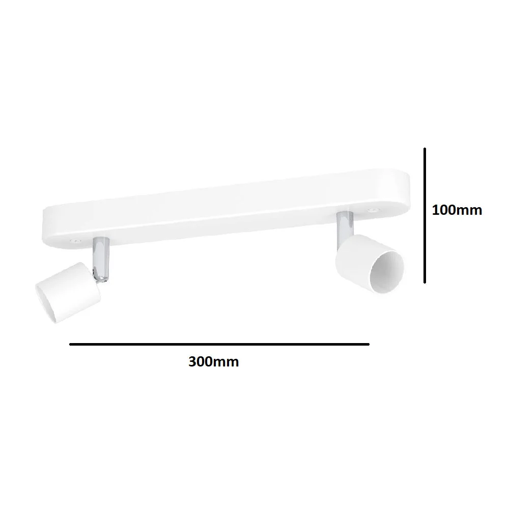 White Modern 2 Lamp Bar Cylindrical Head Adjustable Spot Light 30cm - Image 5