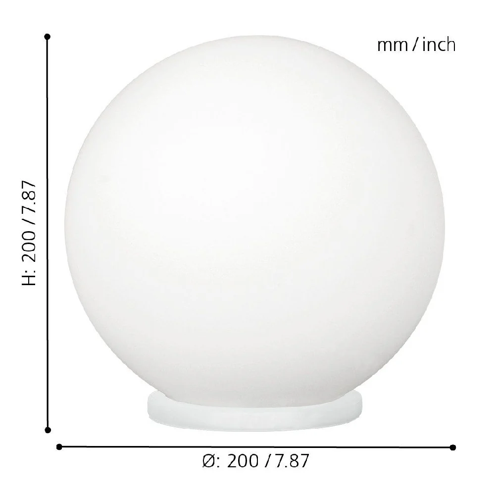 White Modern Opal Glass Globe Table Desk Lamp 20cm - Image 5
