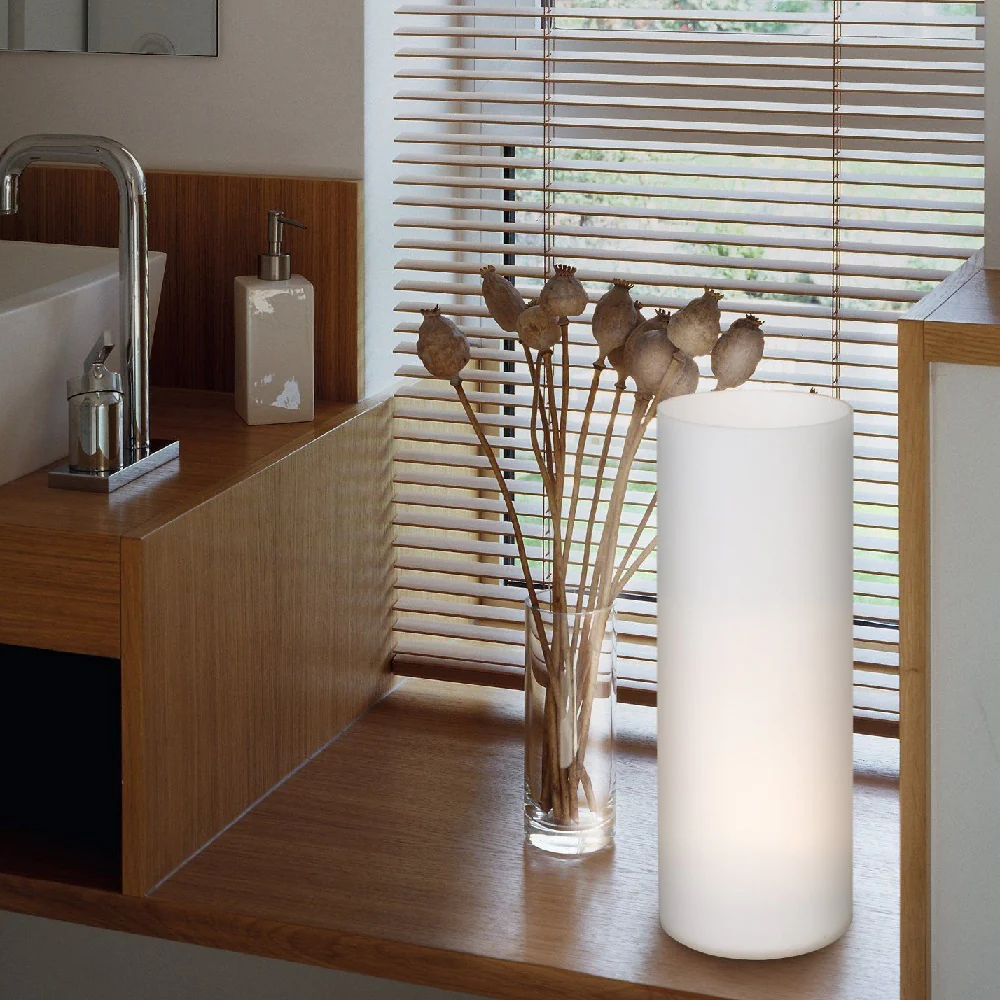 White Opal Glass Vintage Cylindrical Table Desk Lamp 35cm - Image 4